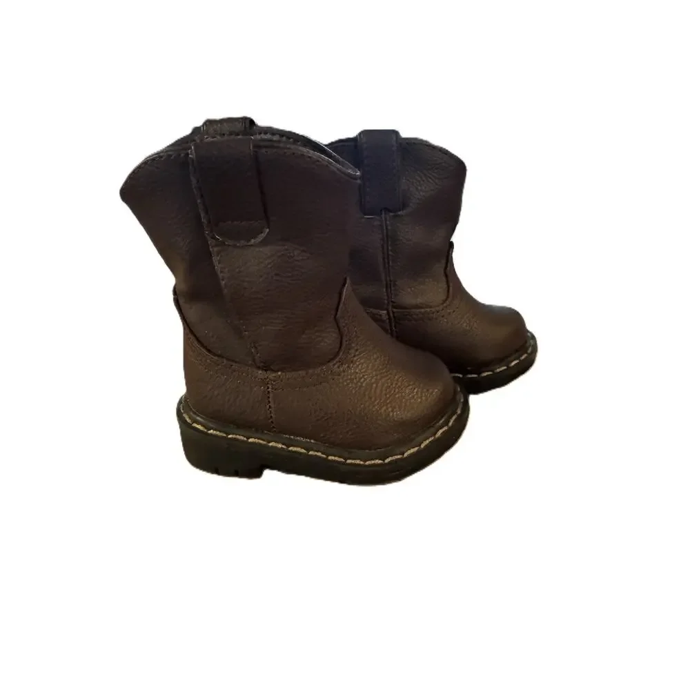 Garanimals Baby Boys Brown Western Cowboy Boots Size 2 Hook & Loop